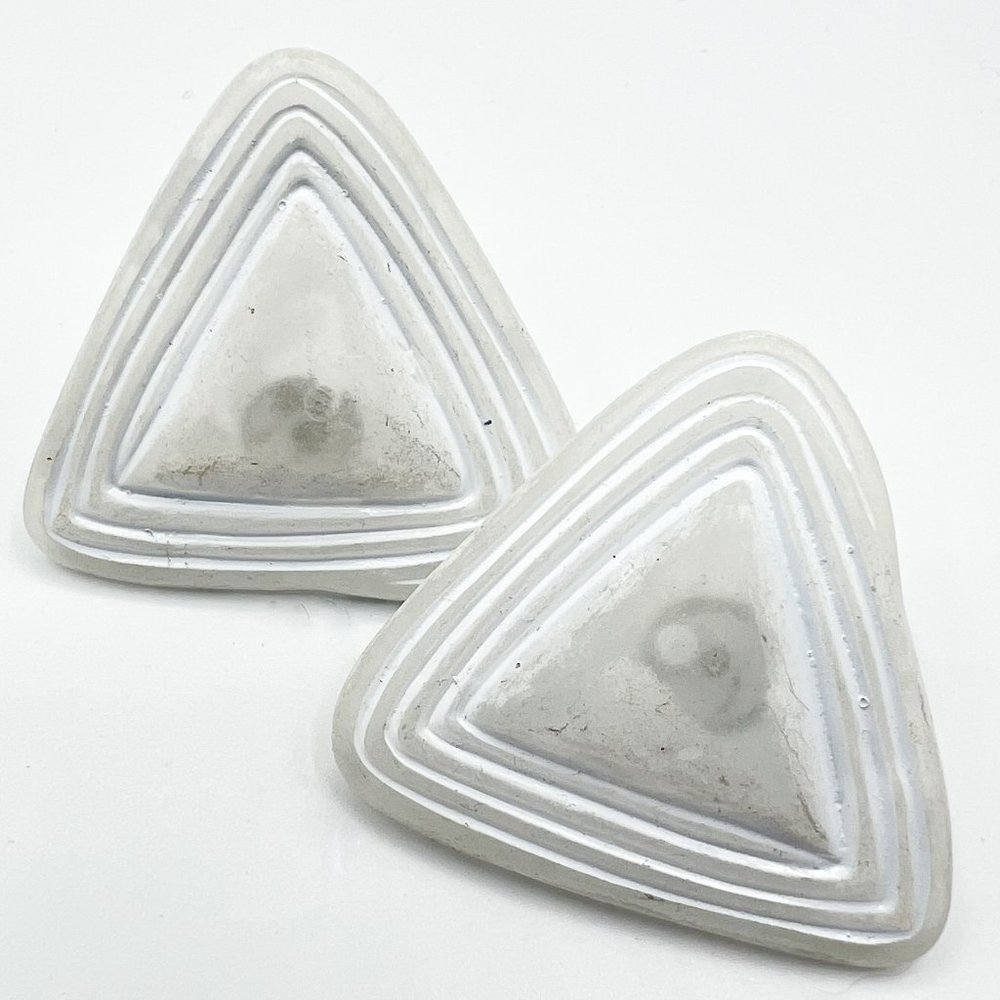 Vintage White Triangle Earrings